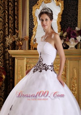 White Quinceanera Gown Embroidery A-line