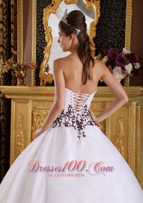 White Quinceanera Gown Embroidery A-line