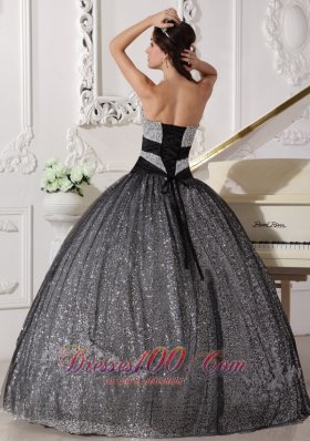 Black and Silver Special Fabric Quince Dress Winter