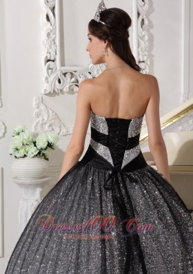 Black and Silver Special Fabric Quince Dress Winter