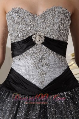 Black and Silver Special Fabric Quince Dress Winter