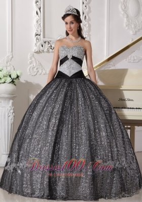 Black and Silver Special Fabric Quince Dress Winter