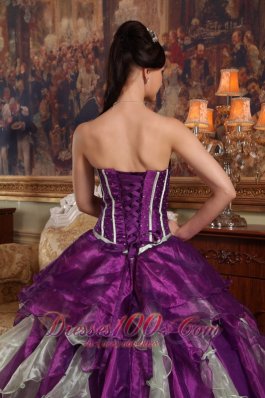 Purple Sweetheart Boning and Ruffle Dress for Quinceanera