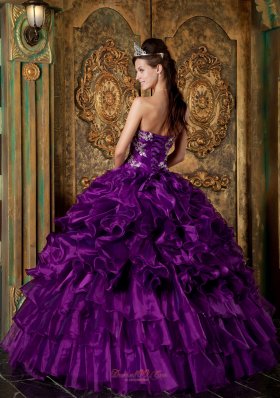 Eggplant purple Multi-tierd Quince Dress For Cheap