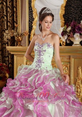 Spring Green and Fuchsia Strapless Quinceanera Dress