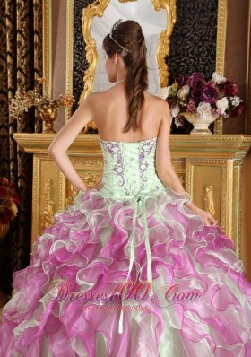 Spring Green and Fuchsia Strapless Quinceanera Dress