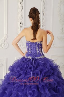 Blue Boning and Beading Sweetheart Ball Puffy Quinceanera Dress