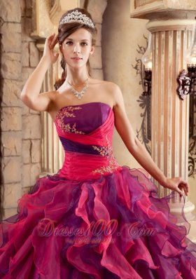 Strapless Ball Gown Layer Multi-color Floor-length Quinceanera Dress