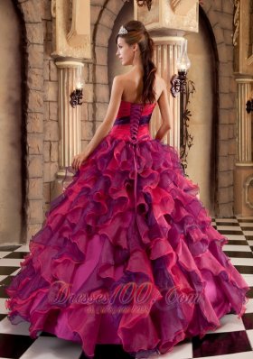 Strapless Ball Gown Layer Multi-color Floor-length Quinceanera Dress