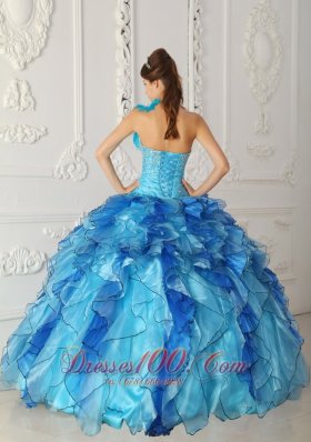 Multi-color Quinceanera Dress One Shoulder Hand Made Flower Ruffles