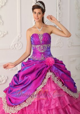 Hot Pink and Purple Quinceanera Dress Multi-tierd Quinceanera Dress