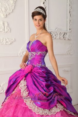 Hot Pink and Purple Quinceanera Dress Multi-tierd Quinceanera Dress