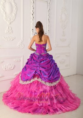 Hot Pink and Purple Quinceanera Dress Multi-tierd Quinceanera Dress