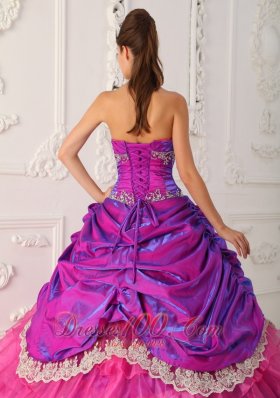 Hot Pink and Purple Quinceanera Dress Multi-tierd Quinceanera Dress