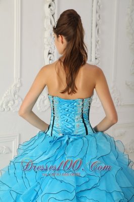 Strapless Boning and Ruffles Baby Blue Quinceanera Dress Ball Gown