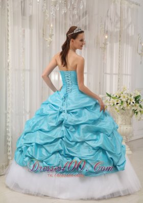 Sweetheart Aqua Blue and White Quinceanera Dress