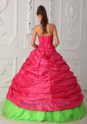 Hot Pink and Spring Green Sweet 16 Dress Discount