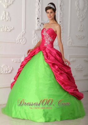 Hot Pink and Spring Green Sweet 16 Dress Discount