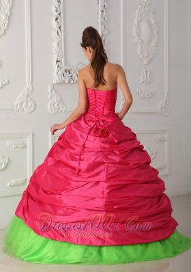 Hot Pink and Spring Green Sweet 16 Dress Discount