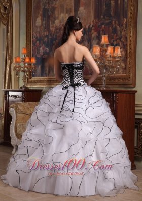 White and Zebra Quinceanera Dress Turn Heads Sweet 15 Dress