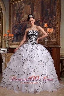 White and Zebra Quinceanera Dress Turn Heads Sweet 15 Dress