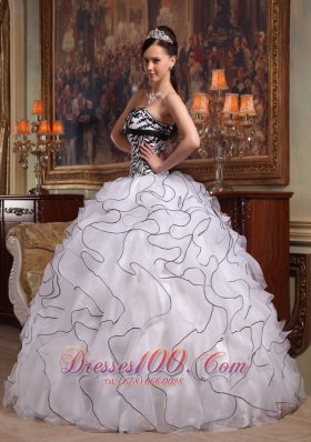 White and Zebra Quinceanera Dress Turn Heads Sweet 15 Dress