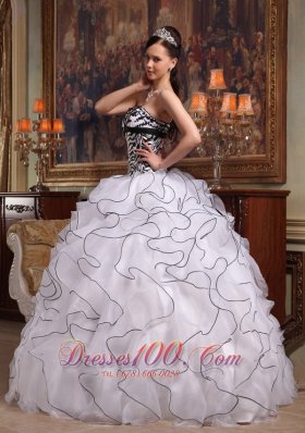 White and Zebra Quinceanera Dress Turn Heads Sweet 15 Dress