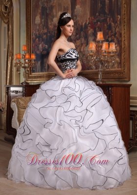 White and Zebra Quinceanera Dress Turn Heads Sweet 15 Dress