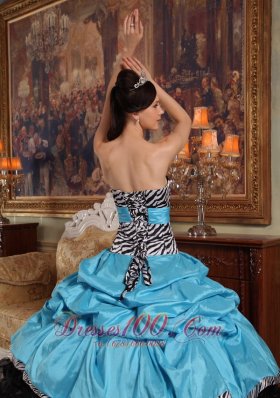 Colorful Quinceanera Dress Pick-ups Zebra Sashed