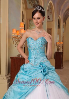 Aqua and White Sweet 16 Dress A-line for 2013
