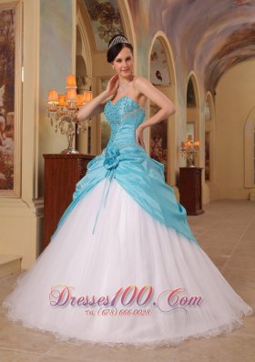 Aqua and White Sweet 16 Dress A-line for 2013