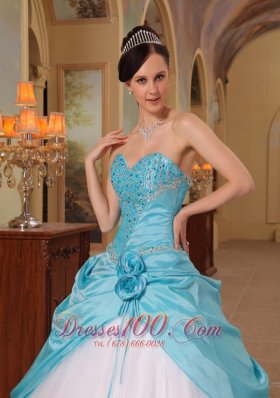 Aqua and White Sweet 16 Dress A-line for 2013