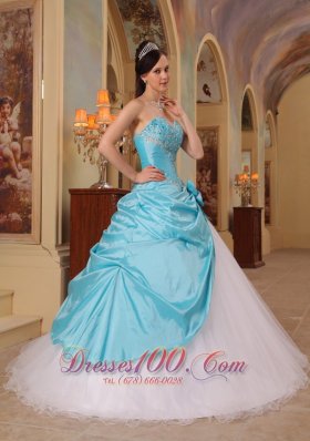 Aqua and White Sweet 16 Dress A-line for 2013