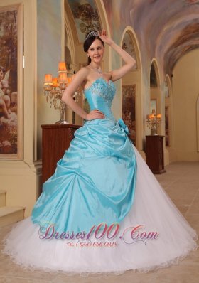 Aqua and White Sweet 16 Dress A-line for 2013