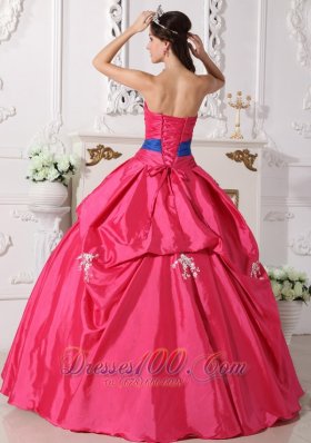 Hot Pink Strapless Quinceanera Dress Bowknot Embroidery