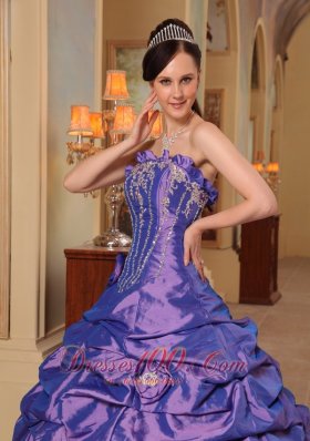 Purple Quinceanera Dress Strapless Sweep Train