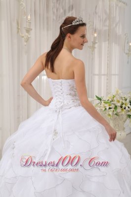 White Beading Ruffles Sweet 15 Dress For Quince