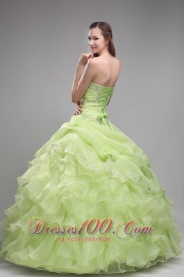 Yellow Green Quinceanera Dress Pick-ups Beading