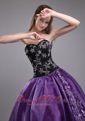 Elegant Purple and Black Sweet 16 Dress Embroidery