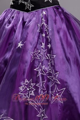 Elegant Purple and Black Sweet 16 Dress Embroidery