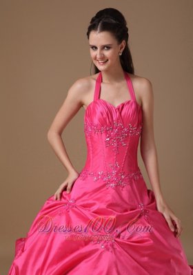 Halter Coral Red Sweet 16 Dress Pick-ups