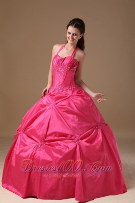 Halter Coral Red Sweet 16 Dress Pick-ups