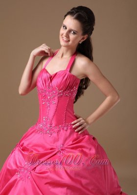 Halter Coral Red Sweet 16 Dress Pick-ups