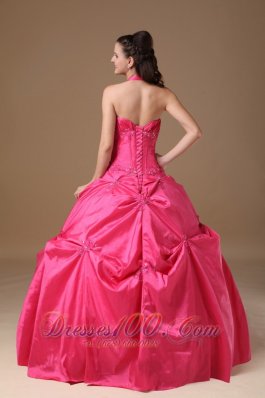 Halter Coral Red Sweet 16 Dress Pick-ups