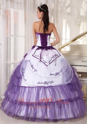 White and Purple Quinceanera Dress 2013 Embroidery