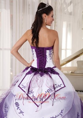 White and Purple Quinceanera Dress 2013 Embroidery