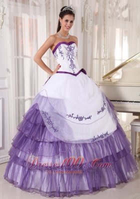 White and Purple Quinceanera Dress 2013 Embroidery