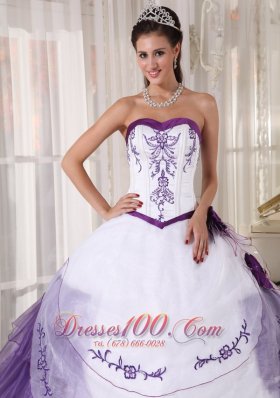 White and Purple Quinceanera Dress 2013 Embroidery