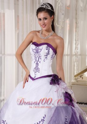 White and Purple Quinceanera Dress 2013 Embroidery