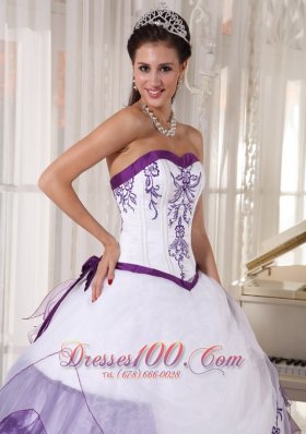 White and Purple Quinceanera Dress 2013 Embroidery